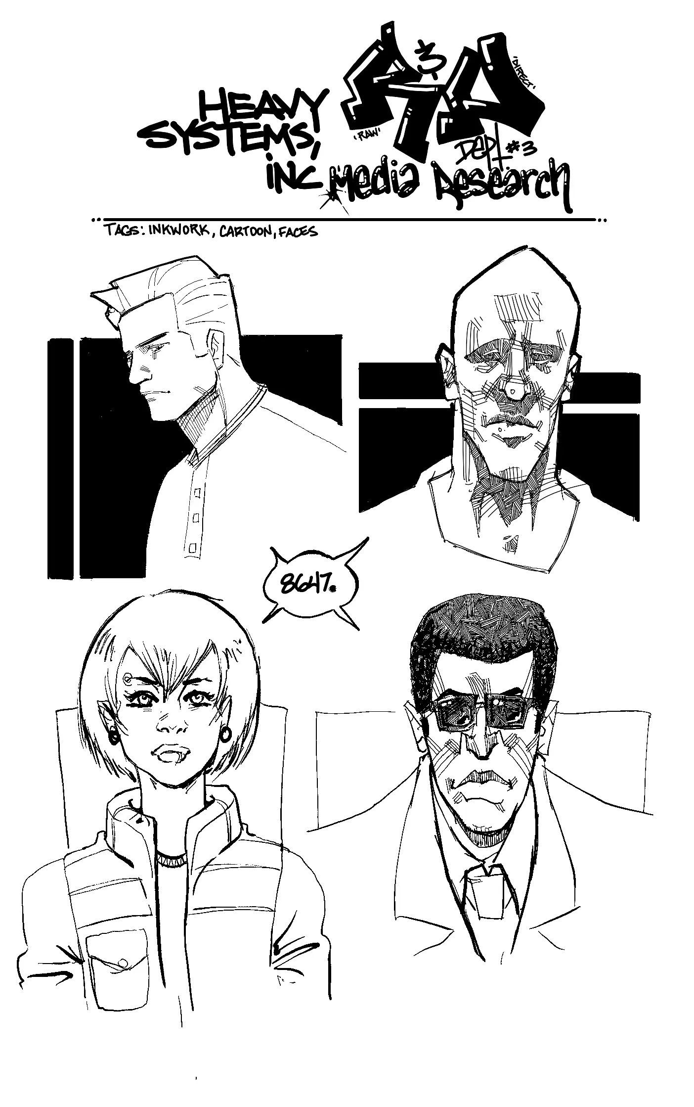 Four Heads, handwritten page 1